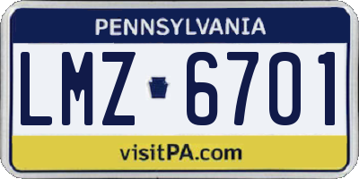 PA license plate LMZ6701