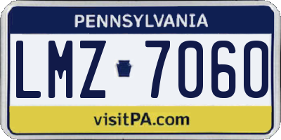 PA license plate LMZ7060