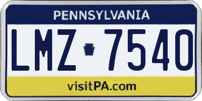 PA license plate LMZ7540