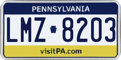 PA license plate LMZ8203