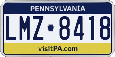 PA license plate LMZ8418
