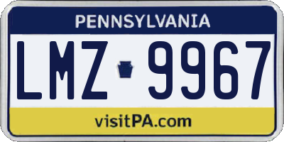 PA license plate LMZ9967