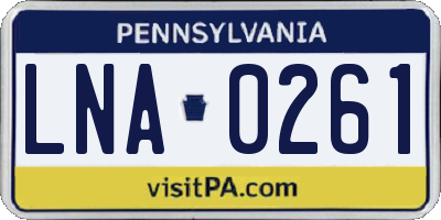 PA license plate LNA0261