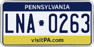 PA license plate LNA0263