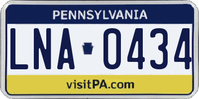 PA license plate LNA0434