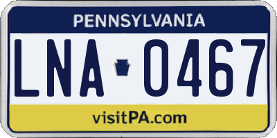 PA license plate LNA0467