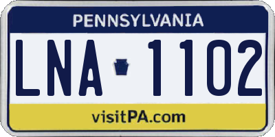PA license plate LNA1102