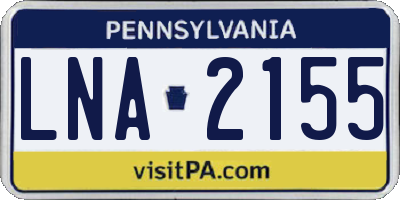 PA license plate LNA2155