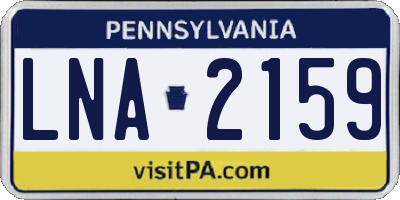 PA license plate LNA2159