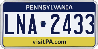 PA license plate LNA2433