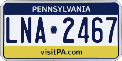 PA license plate LNA2467
