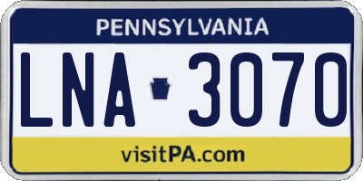 PA license plate LNA3070
