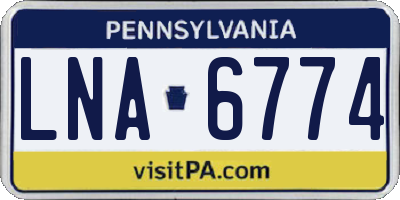 PA license plate LNA6774