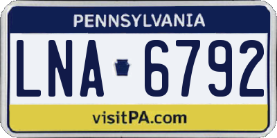 PA license plate LNA6792