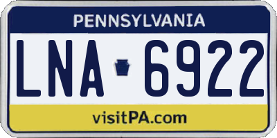PA license plate LNA6922