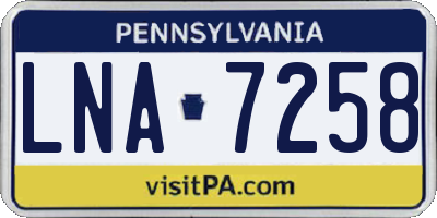 PA license plate LNA7258