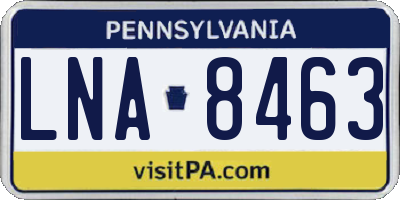 PA license plate LNA8463