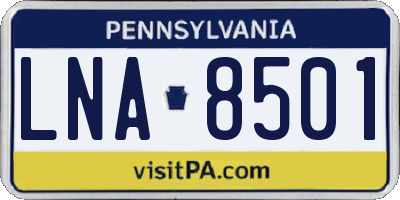PA license plate LNA8501