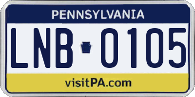 PA license plate LNB0105