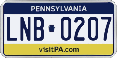 PA license plate LNB0207