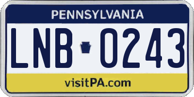 PA license plate LNB0243