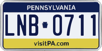 PA license plate LNB0711