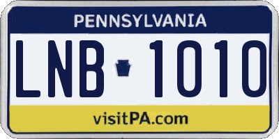 PA license plate LNB1010