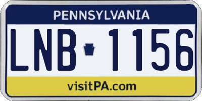 PA license plate LNB1156