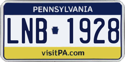 PA license plate LNB1928