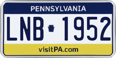 PA license plate LNB1952