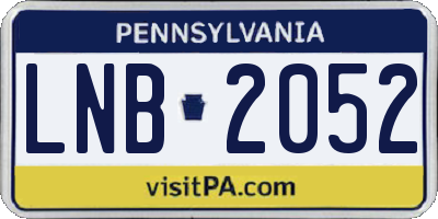 PA license plate LNB2052
