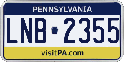 PA license plate LNB2355