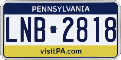 PA license plate LNB2818