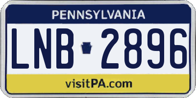 PA license plate LNB2896