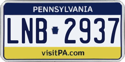 PA license plate LNB2937