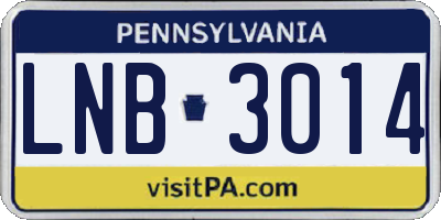 PA license plate LNB3014