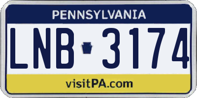 PA license plate LNB3174
