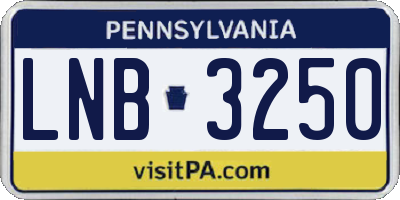 PA license plate LNB3250