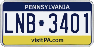 PA license plate LNB3401