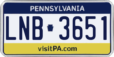 PA license plate LNB3651