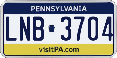 PA license plate LNB3704