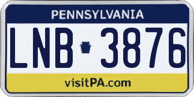PA license plate LNB3876