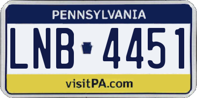 PA license plate LNB4451