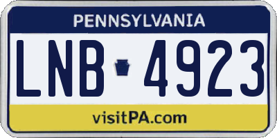 PA license plate LNB4923