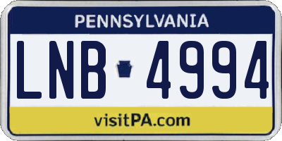 PA license plate LNB4994