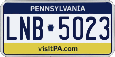 PA license plate LNB5023