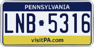 PA license plate LNB5316