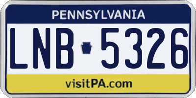 PA license plate LNB5326