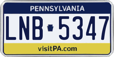 PA license plate LNB5347