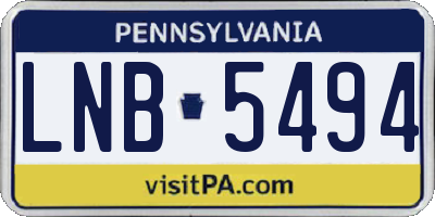 PA license plate LNB5494